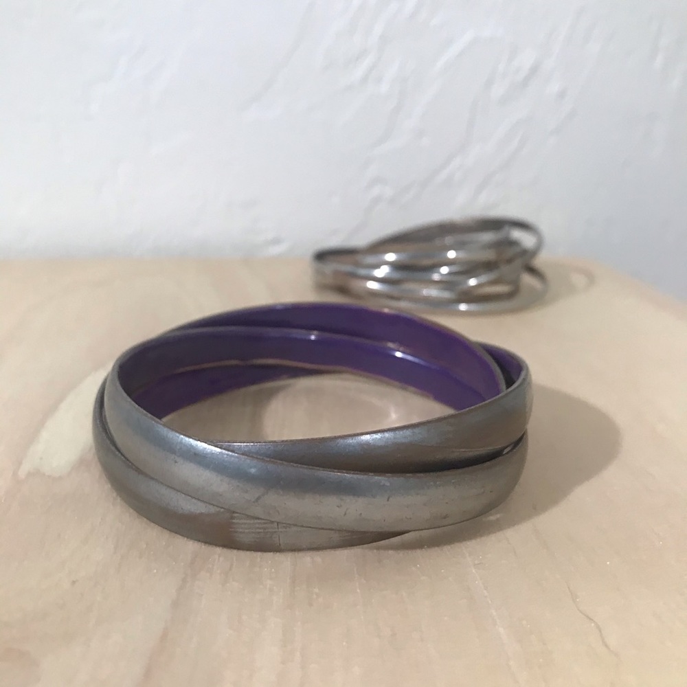 Set of 2 Silver Infinity Bangles- 1 Thin ; 1 Thick - Picture 8 of 8